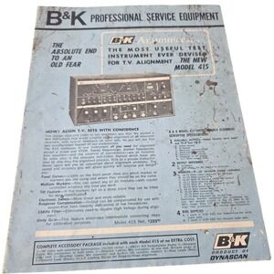 B&K Professional Service Equipment Manuals TV Alignment Capacitor Analyst etc